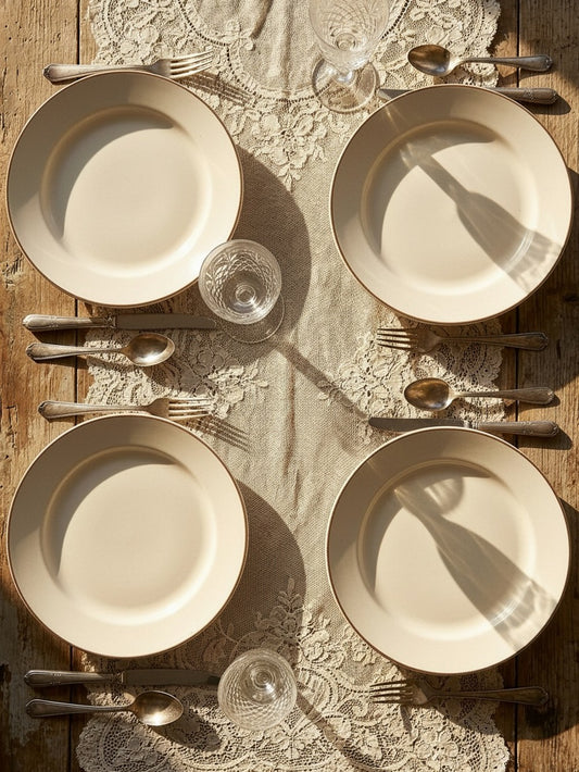 Vintage Suppenteller Set von 5 aus Eisenstein weiß creme Geschirr