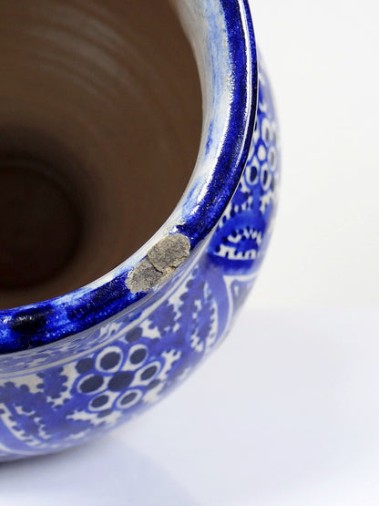 Vintage Vase Khabia aus Fès 19.-20. Jh. Kobaltblau, handgemacht