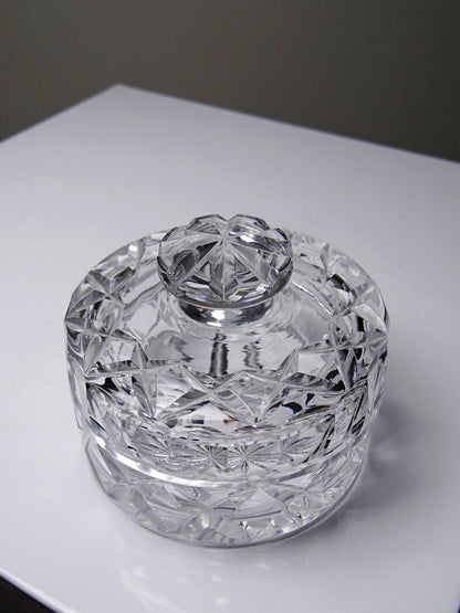Vintage Schmuckdose aus geschliffenem Kristall, Tschechoslowakei, 1980–2000, klar