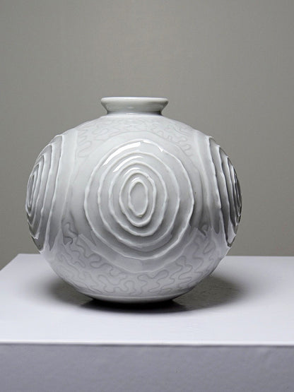 Vintage Vase Art Déco Porzellankugel 1935 Weiß Dekoration