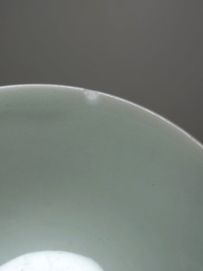 Vintage Schüssel Set von 4 chinesische Reisschüssel Celadon mit Koi-Reliefen 70er-80er Jahre