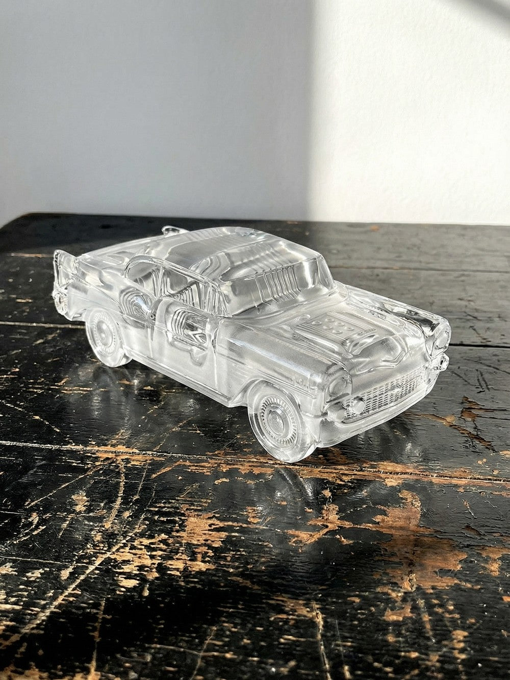 Vintage Kristall Briefbeschwerer Chevrolet Bel Air 1957 für Magic Crystal ForMen Hofbauer