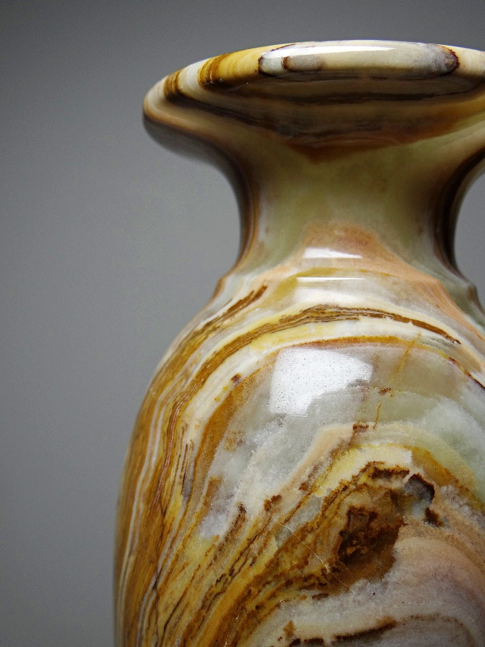 Vintage Vase aus gestreiftem grünem Onyx, Italien, Midcentury, grüne Dekoration