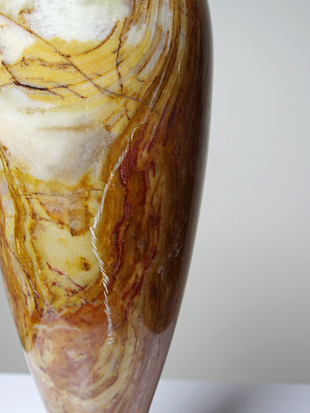 Vintage Vase aus gestreiftem grünem Onyx, Italien, Midcentury, grüne Dekoration
