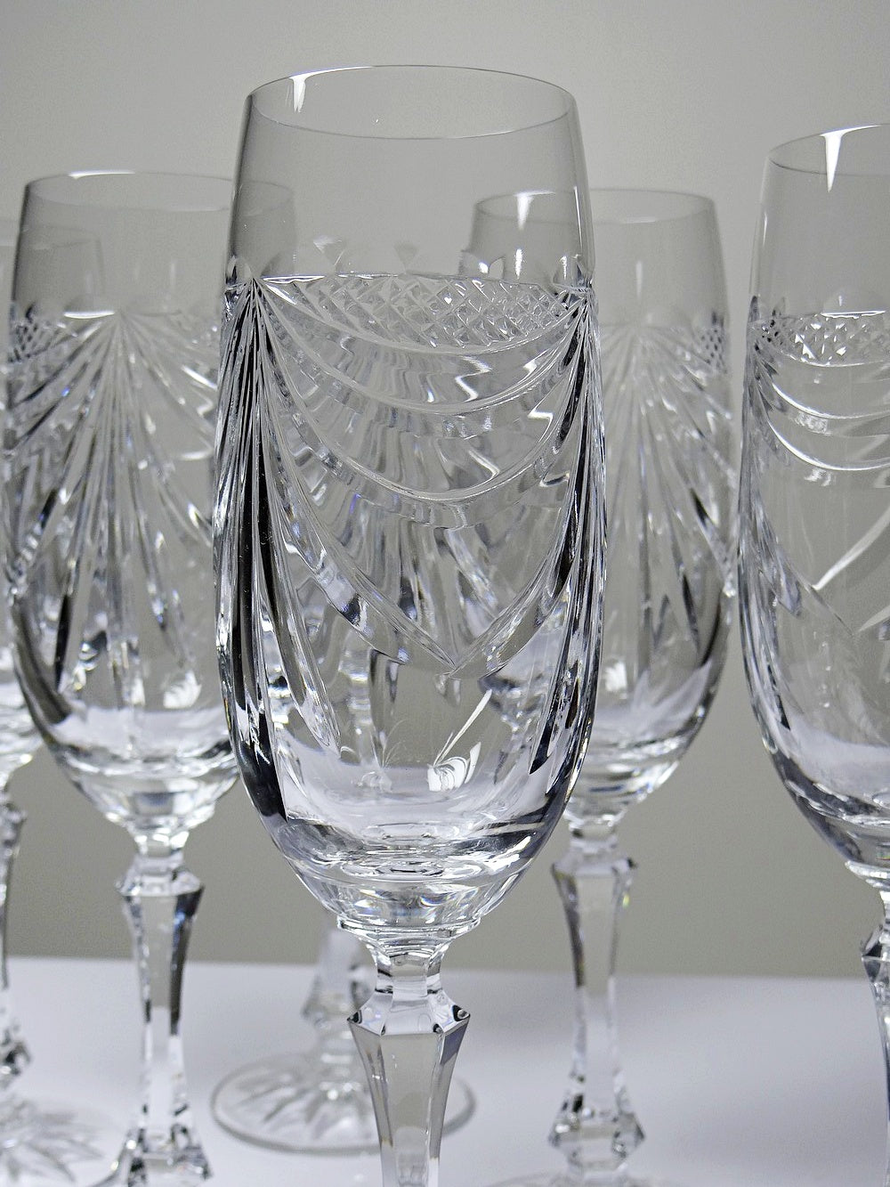 Vintage Champagnerflöte Gérard Set von 6 Kristall aus Lothringen, durchsichtig, Geschirr