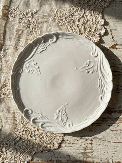 Vintage Tortenplatte Limoges France Porzellan weiß 31 cm