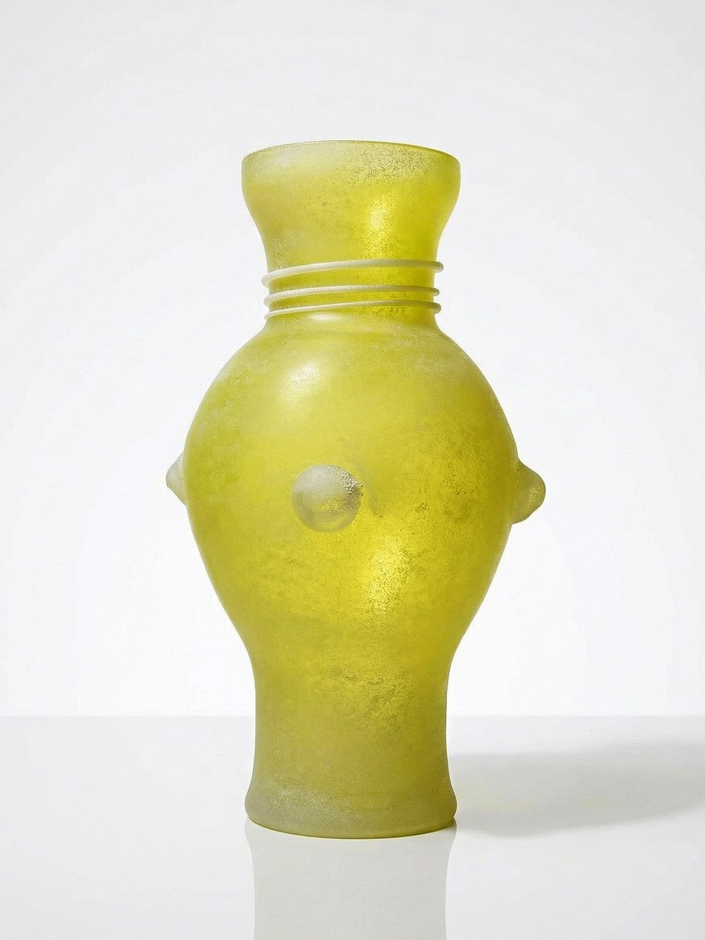 Vintage Vase Murano Scavo Gelb von Seguso Vetri d’Arte, mattiertes Glas, balusterförmig