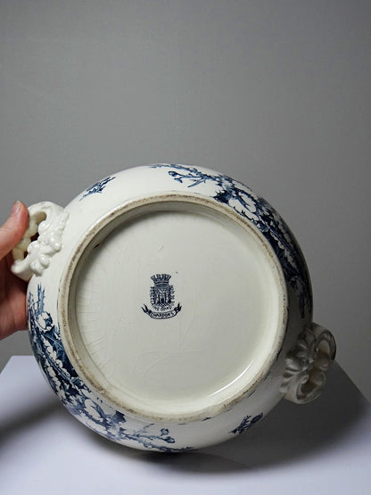 Vintage Suppenterrine Chardons von Gien für Porcelaine Opaque de Gien blau dunkelblau