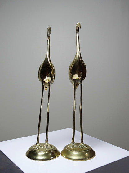Vintage Set von 2 Kranich Figur aus Messing, dekorativ