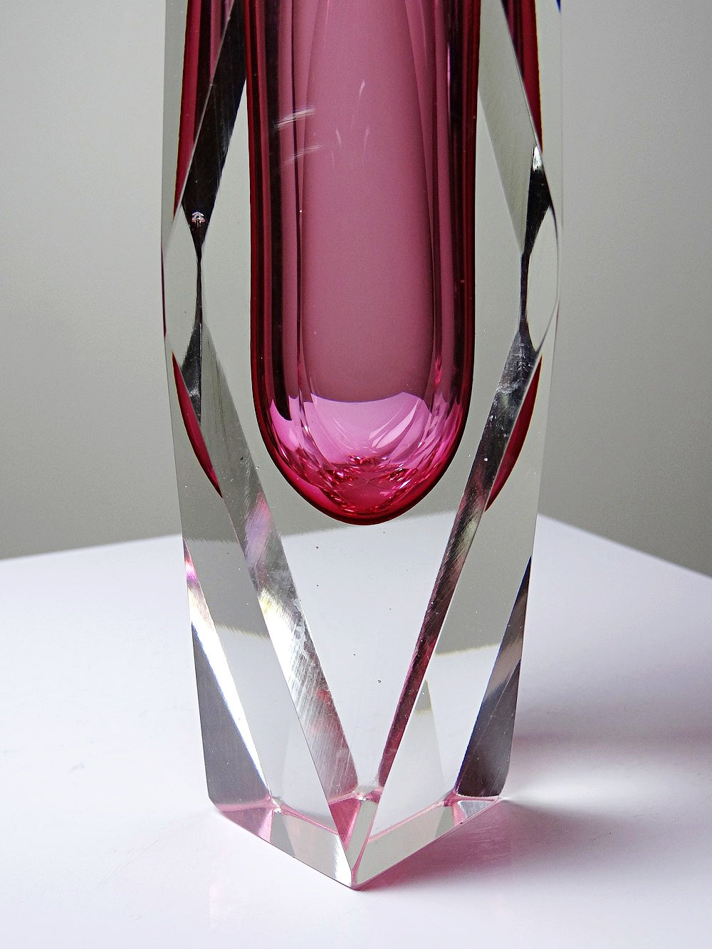 Vintage Vase Sommerso von Flavio Poli oder Alessandro Mandruzzato für Seguso Vetri rosa klar