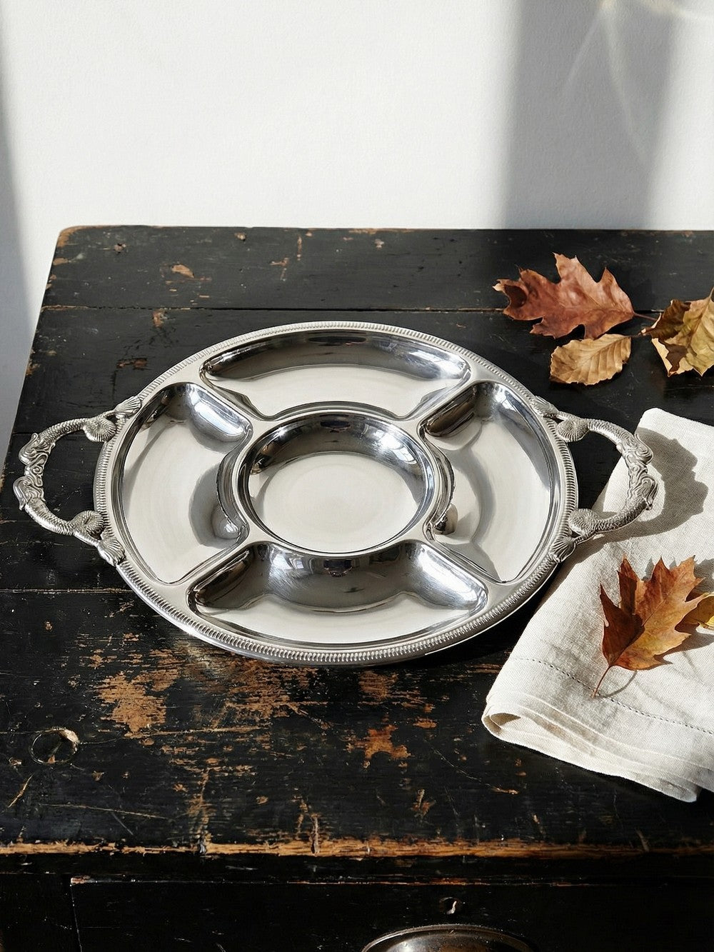 Vintage Servieraccessoire von Jean Couzon für Jean Couzon in Edelstahl, 5 Fächer