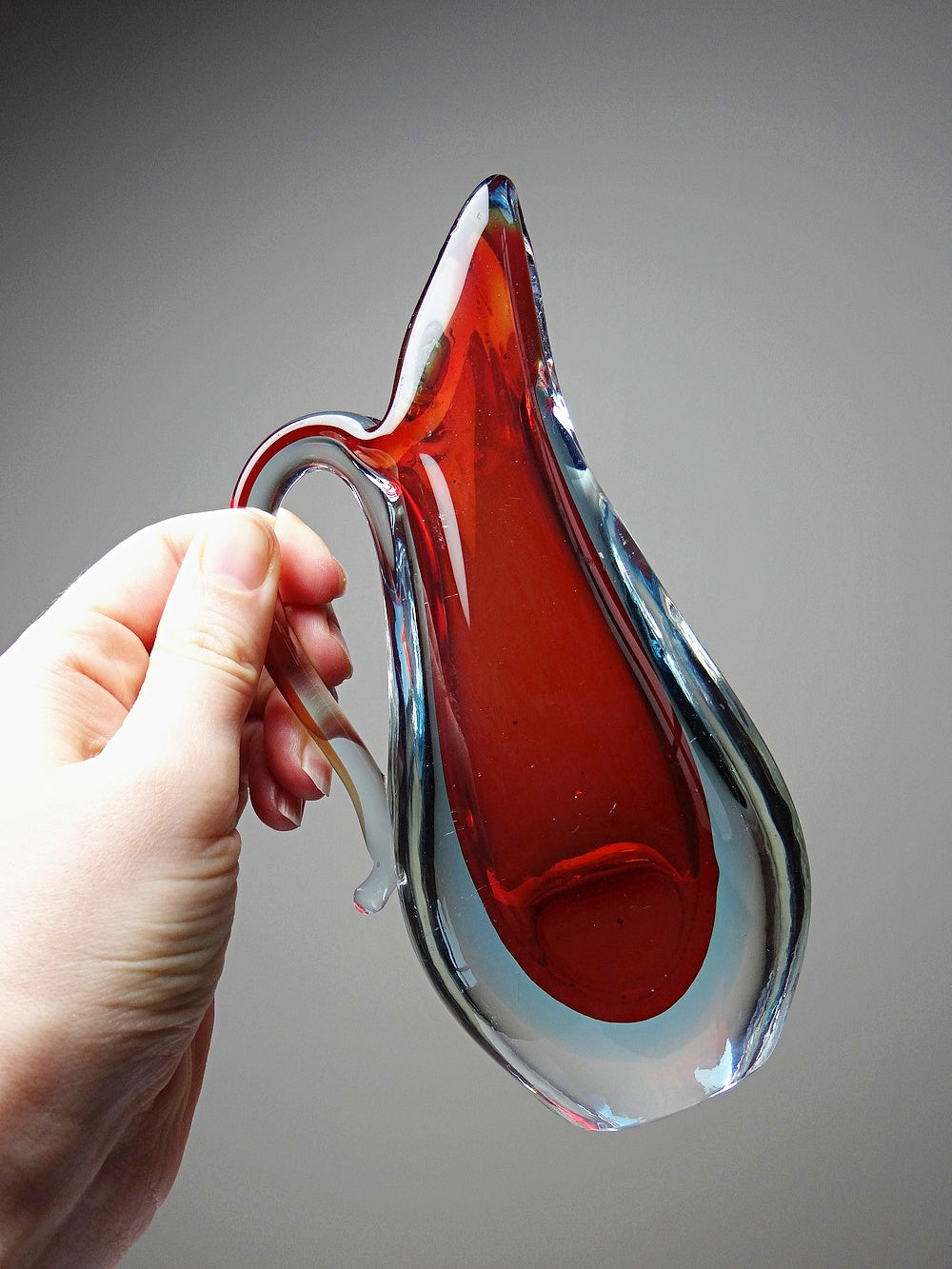 Vintage Vase Sommerso von Flavio Poli für Murano rot blau transparent