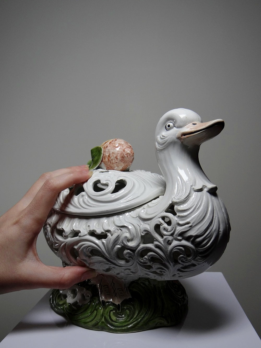 Vintage Dose Ente von Bassano für Bassano Weiß
