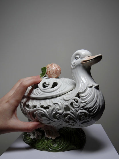 Vintage Dose Ente von Bassano für Bassano Weiß