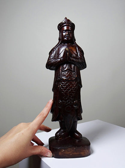 Vintage Statuette asiatische Volkskunst aus geschnitztem Massivholz