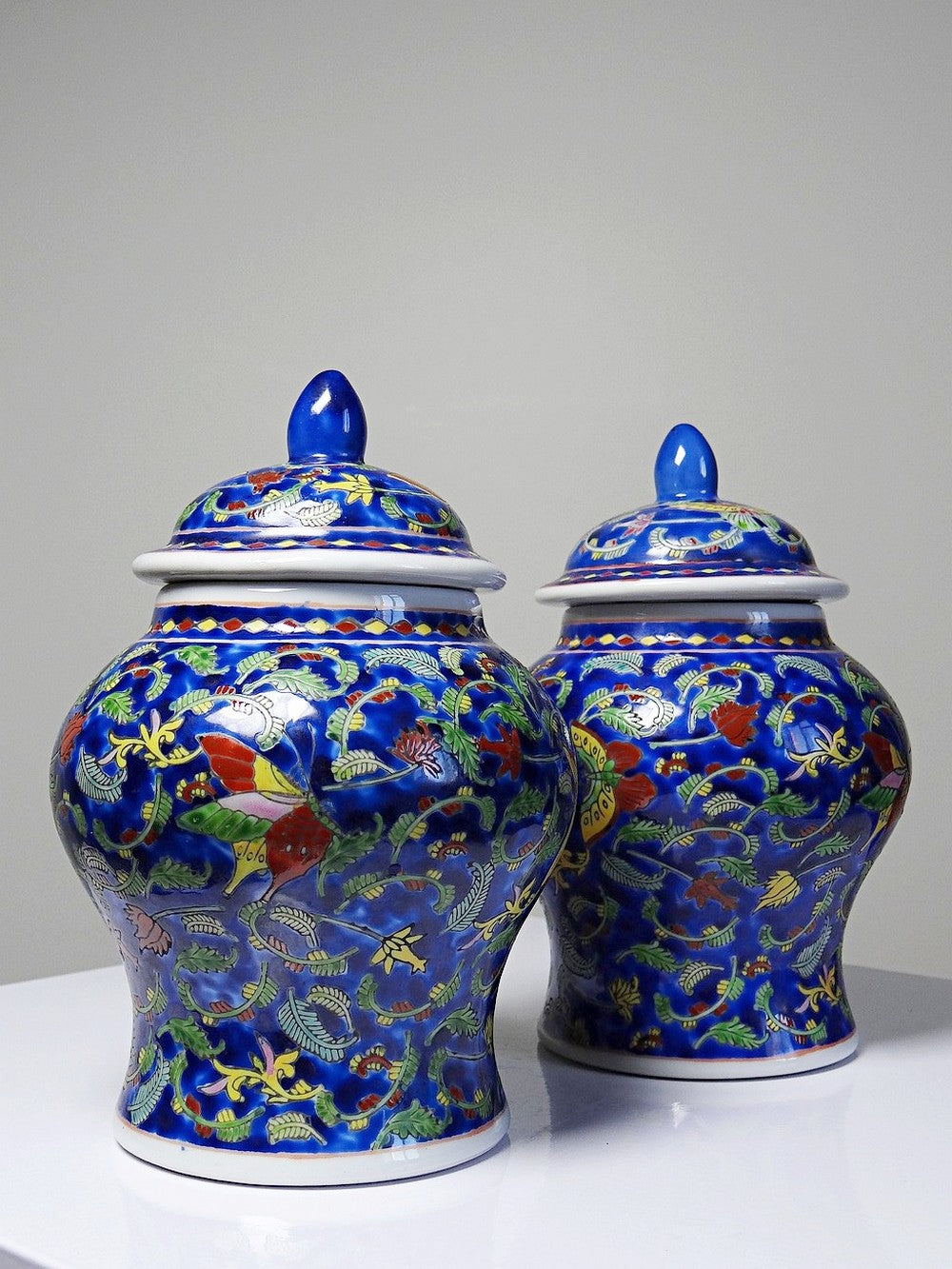 Vintage Set von 2 Ingwertopf von Kangxi Nian Zhi für China blau