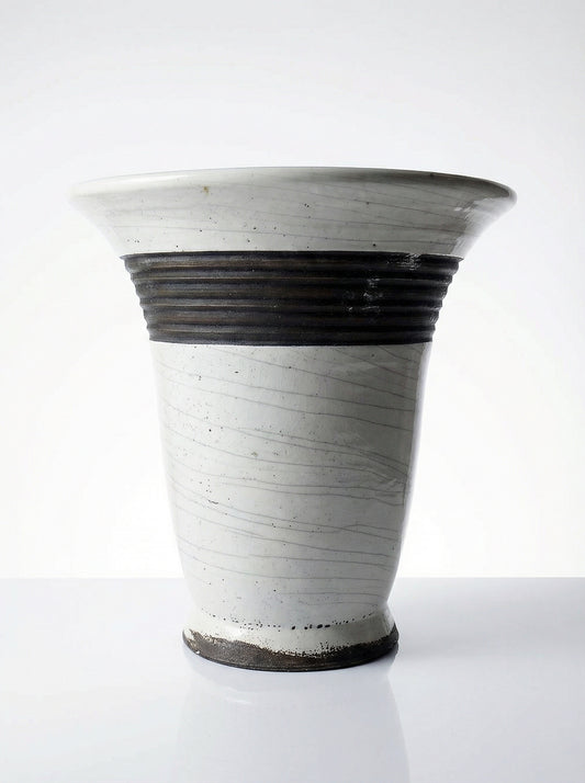 Vintage Lampe Keramos von René Hénon für Keramos Sèvres Raku beige braun grau