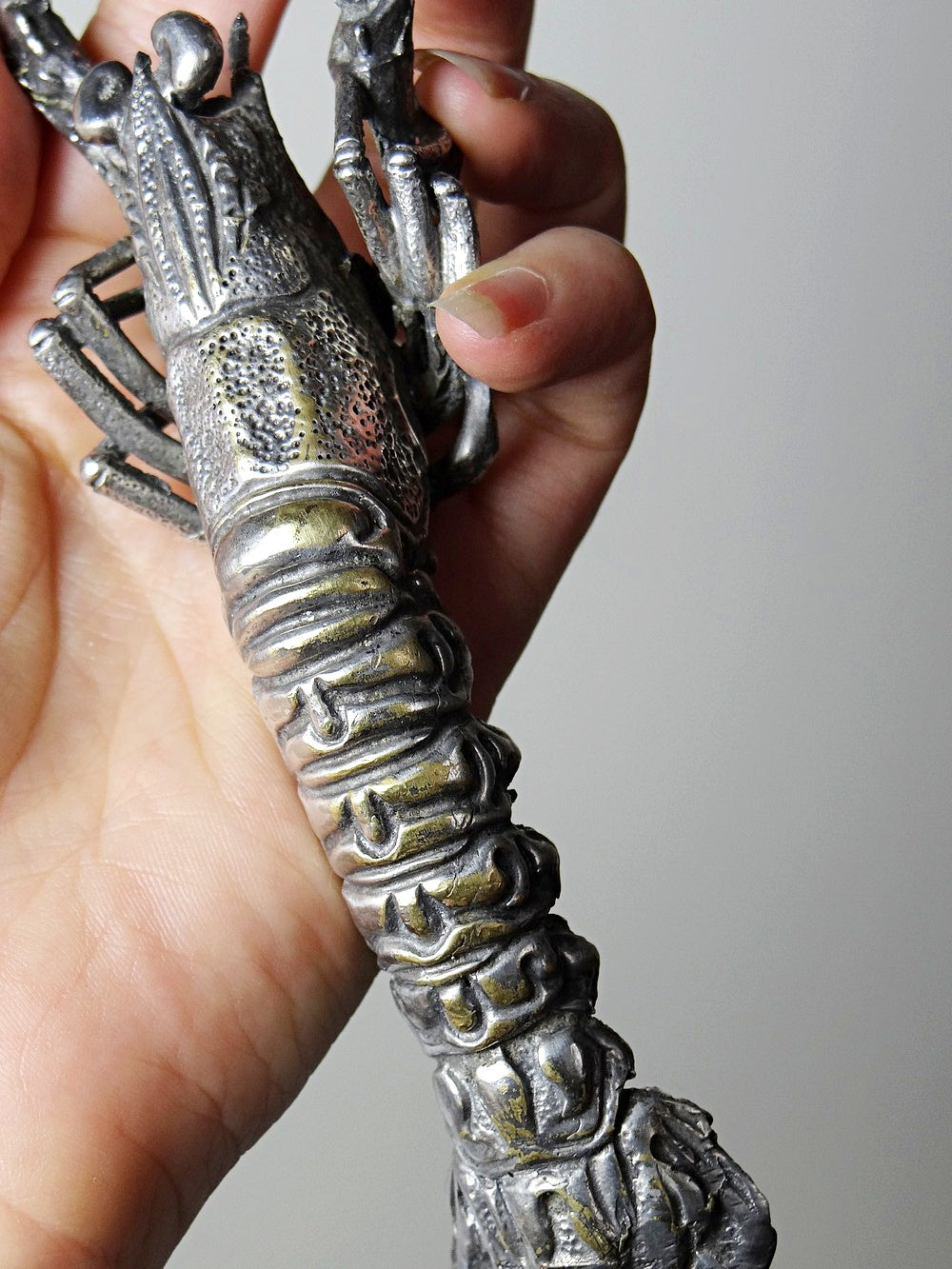 Vintage Griff Krabbe von 1950er-1970er, versilbertes Metall, Silber Vintage Dekoration
