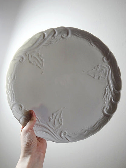 Vintage Tortenplatte Limoges France Porzellan weiß 31 cm