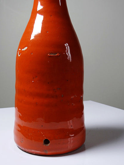Vintage Lampenfuß Terrakotta orange glasiert Vintage Orange