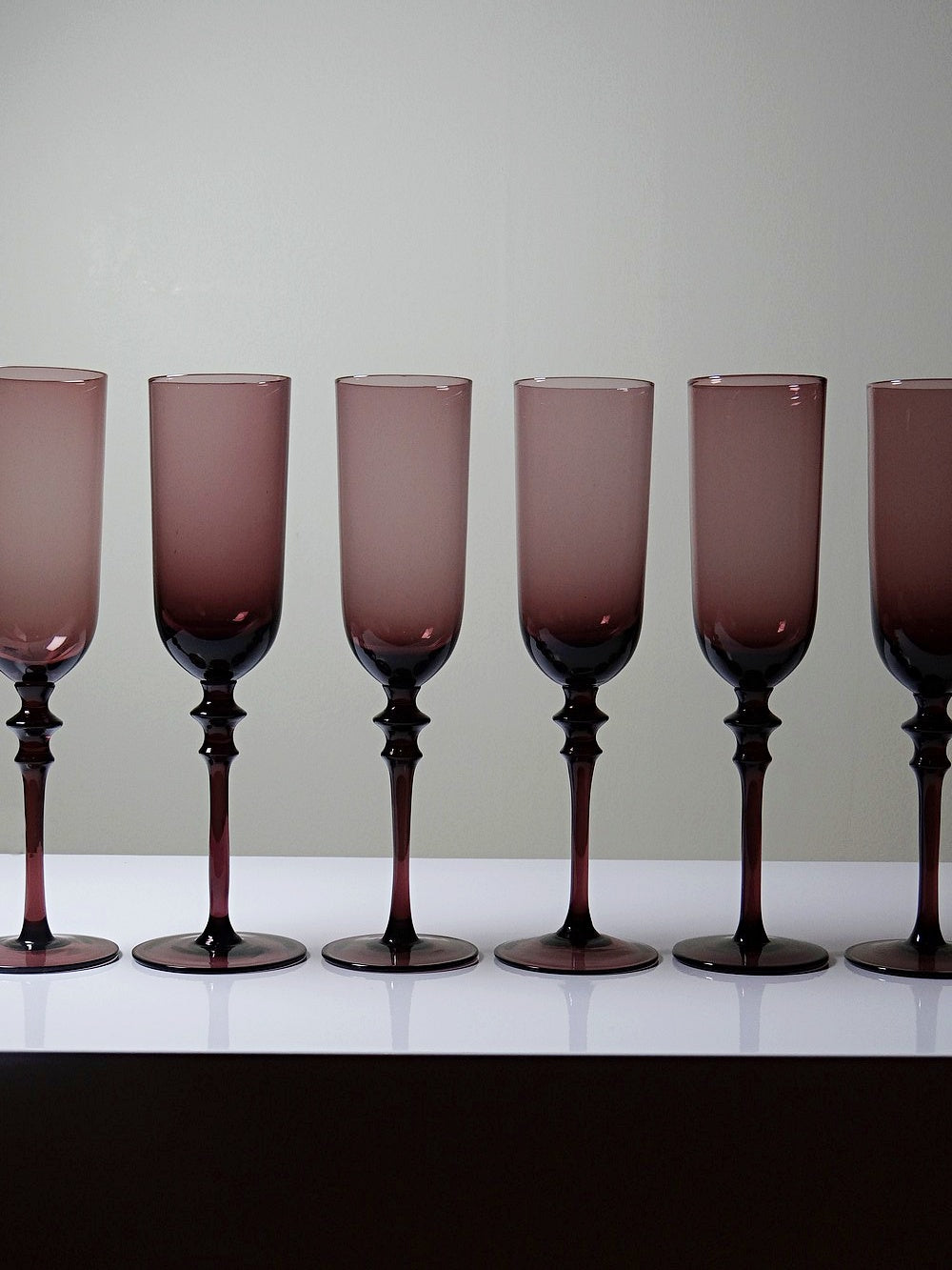 Vintage Champagnerflöte Set von 6 Violett Glas Geschirr Glas weiteres Material weiteres Material