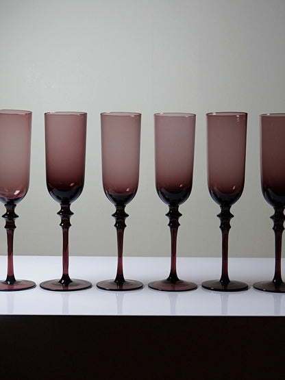 Vintage Champagnerflöte Set von 6 Violett Glas Geschirr Glas weiteres Material weiteres Material