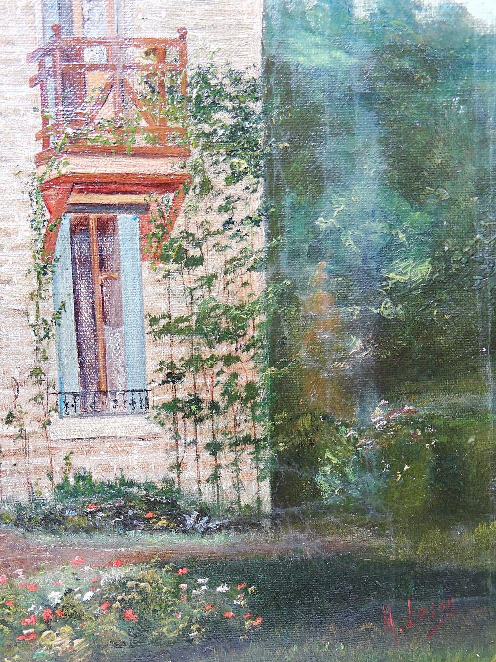 Vintage Gemälde Villa Camille von M. Lesoll für Dekoration beige