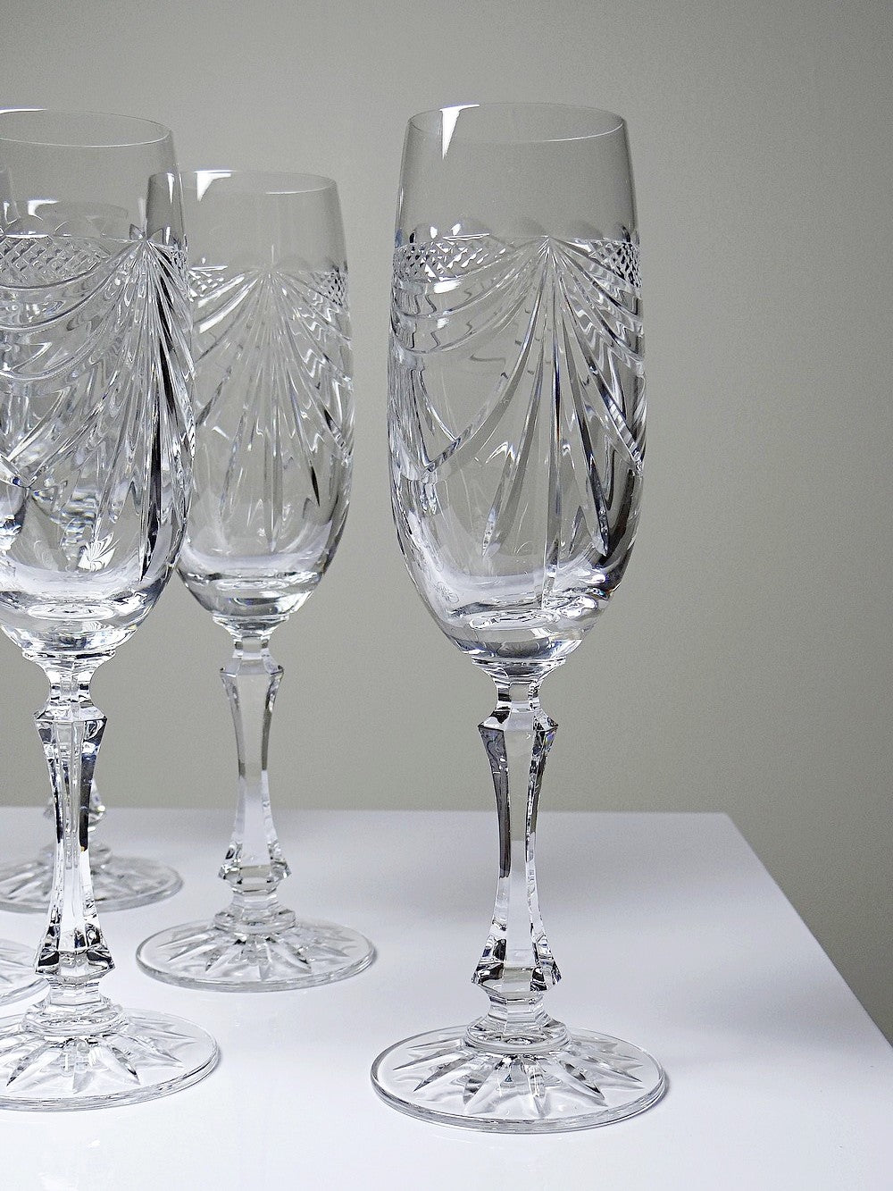Vintage Champagnerflöte Gérard Set von 6 Kristall aus Lothringen, durchsichtig, Geschirr