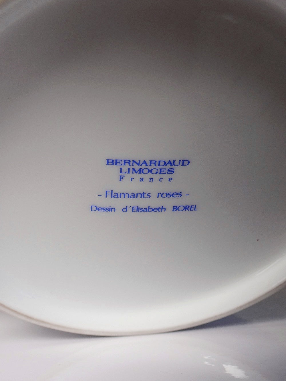 Vintage Servieraccessoire Flamants Roses Soupiere von Elisabeth Borel für Bernardaud Weiß