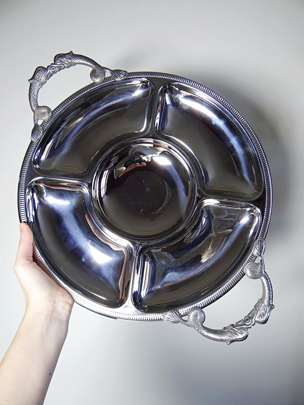 Vintage Servieraccessoire von Jean Couzon für Jean Couzon in Edelstahl, 5 Fächer