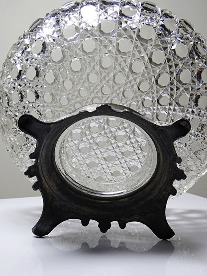 Vintage Schale von Baccarat für Pressglas mit Zinnfuß durchsichtig