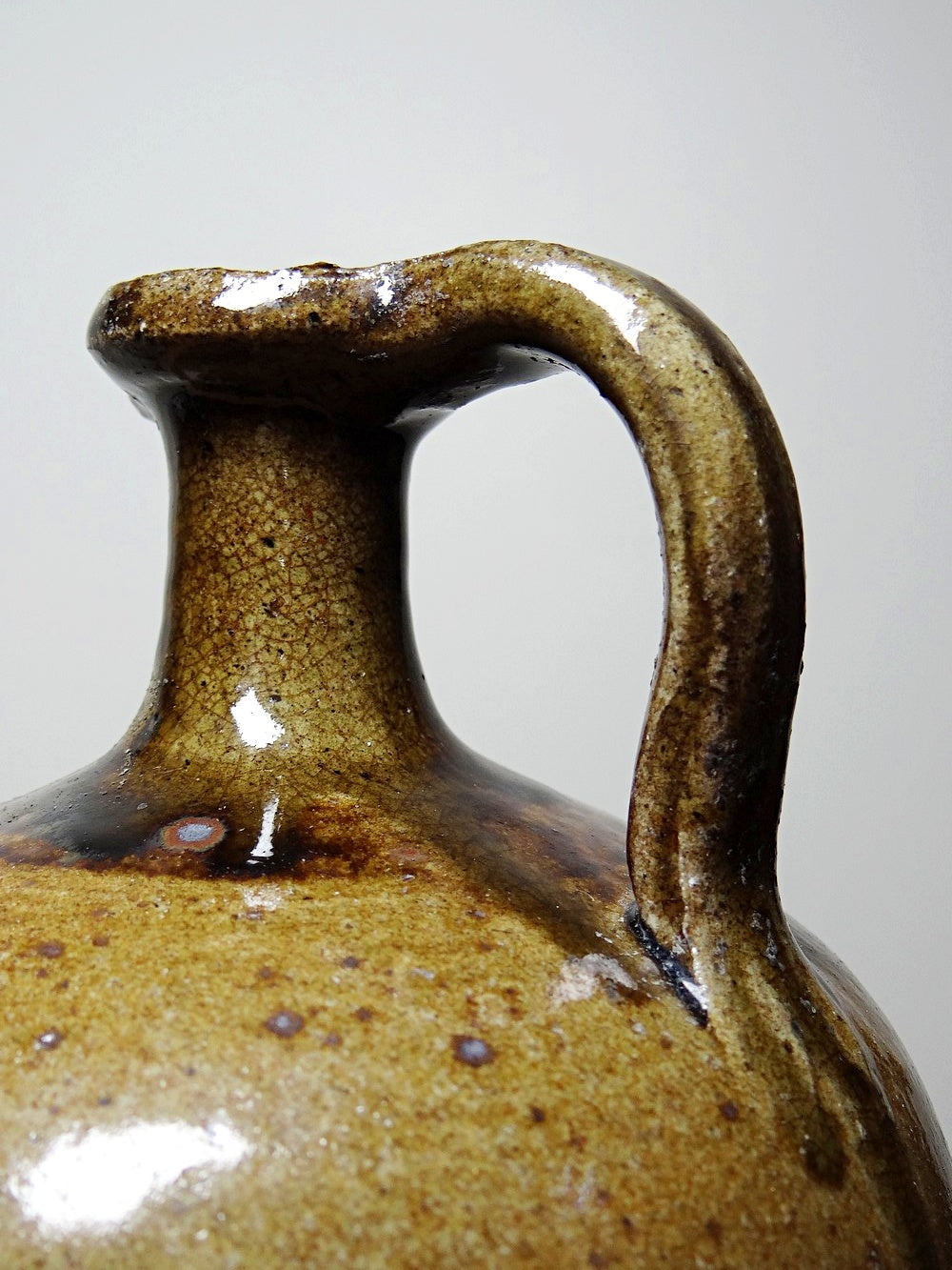 Vintage Krug von artisanat français für Puisaye Steinzeug, glasiert, braun