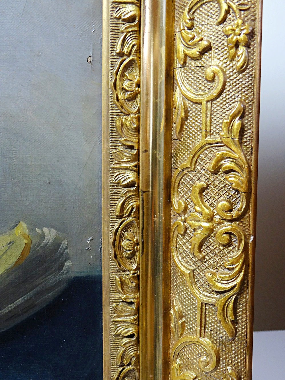 Vintage Gemälde Stillleben mit Chrysanthemen von L. Porte für BraunDekoration signiert 1888
