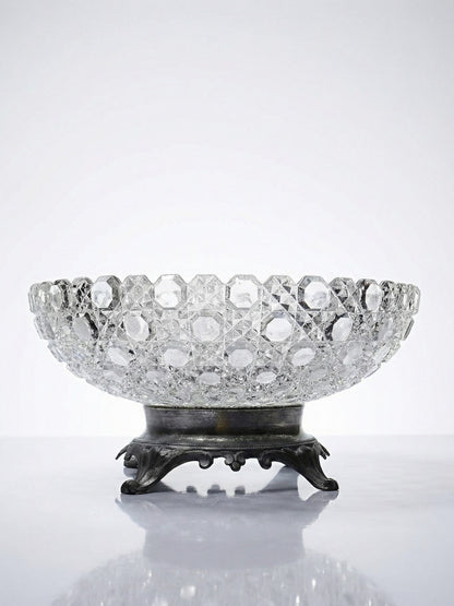 Vintage Schale von Baccarat für Pressglas mit Zinnfuß durchsichtig
