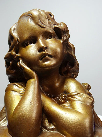 Vintage Büste Mädchen mit goldener Patina für GoldKunst