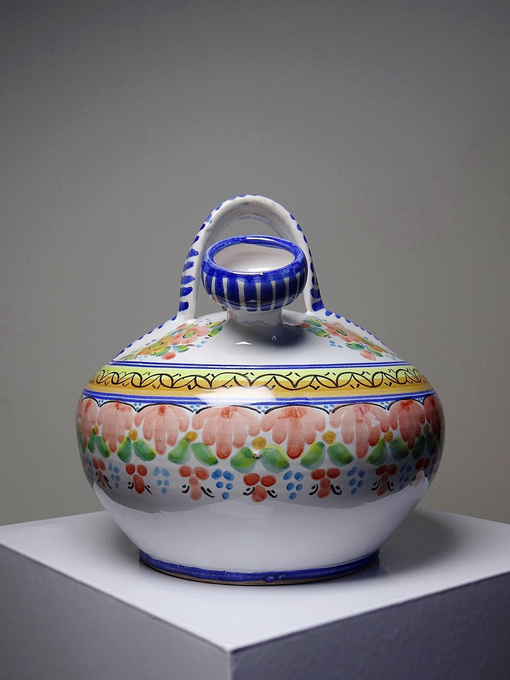 Vintage Wasserkrug mit Blumen, mehrfarbig, aus Keramik, Spanien