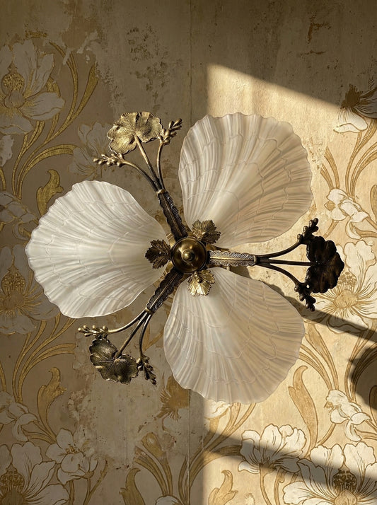 Vintage Kronleuchter von Mariner für Heritage Bronzekristall Muschelform