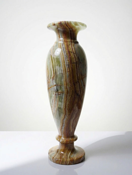 Vintage Vase aus gestreiftem grünem Onyx, Italien, Midcentury, grüne Dekoration