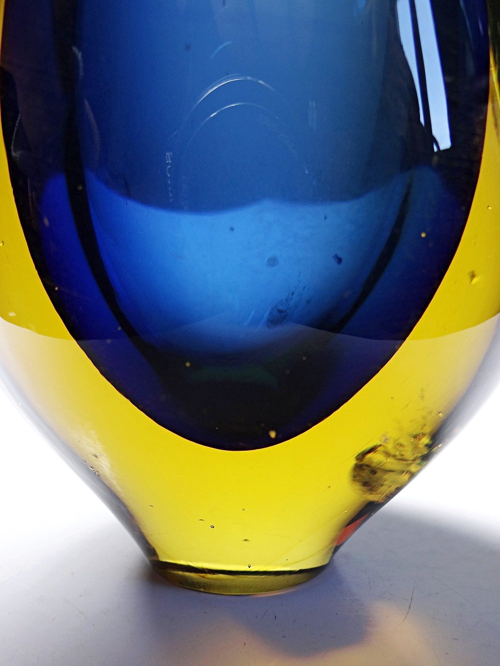 Vintage Vase Sommerso von Flavio Poli für Murano blau und amberfarbenes Glas