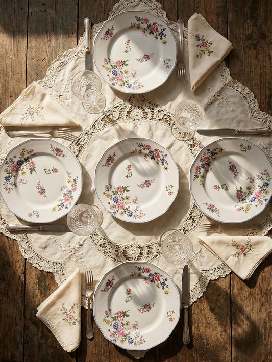 Vintage Dessertteller von Bernardaud für B&C° florales Dekor Set von 7