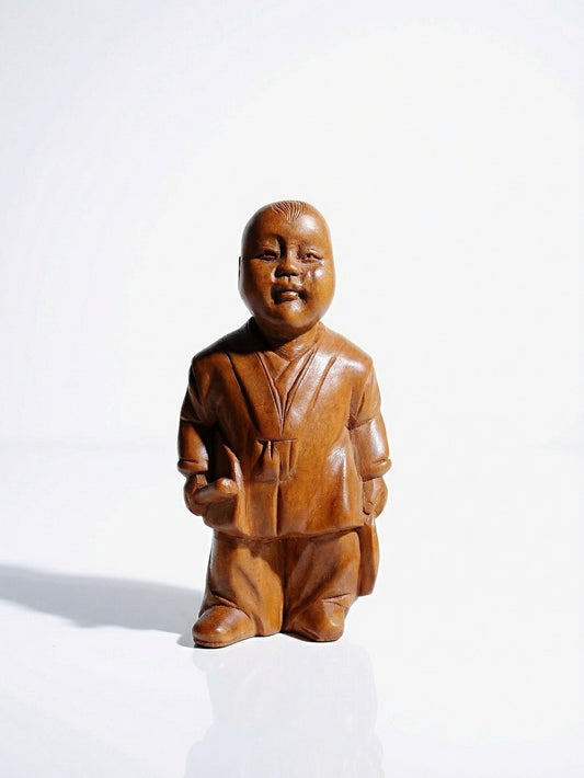 Vintage Figur chinesische Kinderfigur Buchsbaum braun Kunst