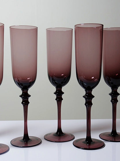 Vintage Champagnerflöte Set von 6 Violett Glas Geschirr Glas weiteres Material weiteres Material