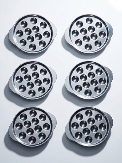 Vintage Schneckentablett Set von 6, Frankreich, 1980er-90er, Inox 18/10, Edelstahl, Silber