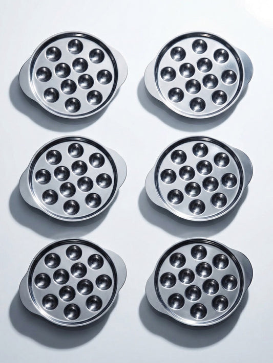 Vintage Schneckentablett Set von 6, Frankreich, 1980er-90er, Inox 18/10, Edelstahl, Silber