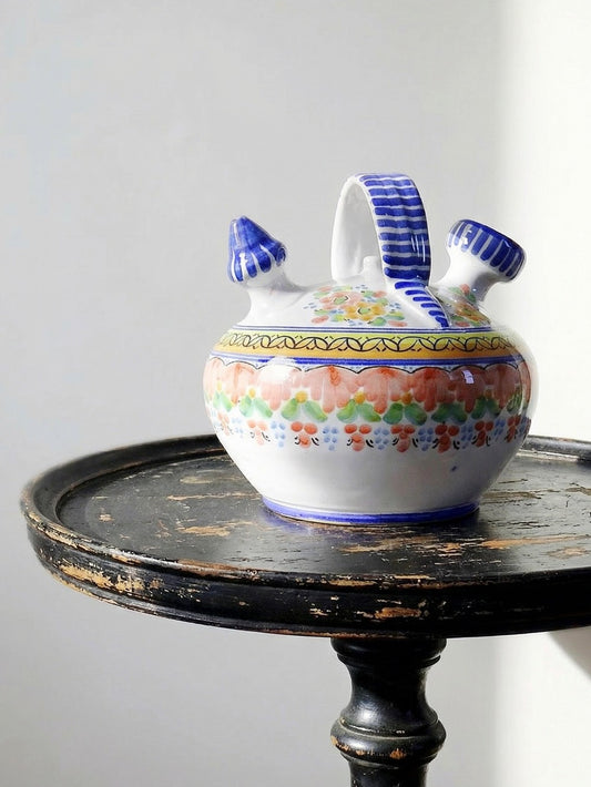 Vintage Wasserkrug mit Blumen, mehrfarbig, aus Keramik, Spanien