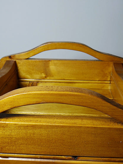 Vintage Tablett Massivholz mit Griffen, rustikal, handgefertigt
