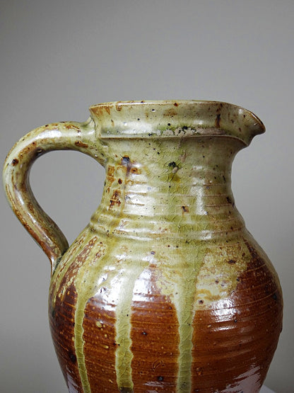 Vintage Krug aus französischem Steinzeug mit Ascheglasur im Japanstil
