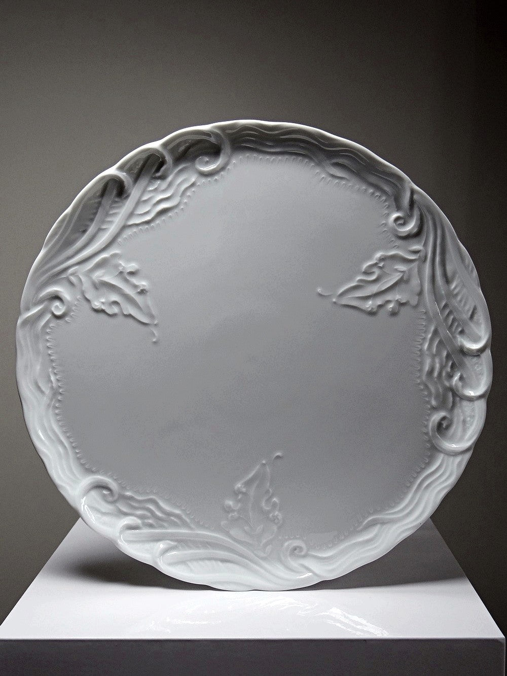 Vintage Tortenplatte Limoges France Porzellan weiß 31 cm