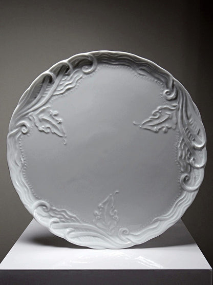 Vintage Tortenplatte Limoges France Porzellan weiß 31 cm
