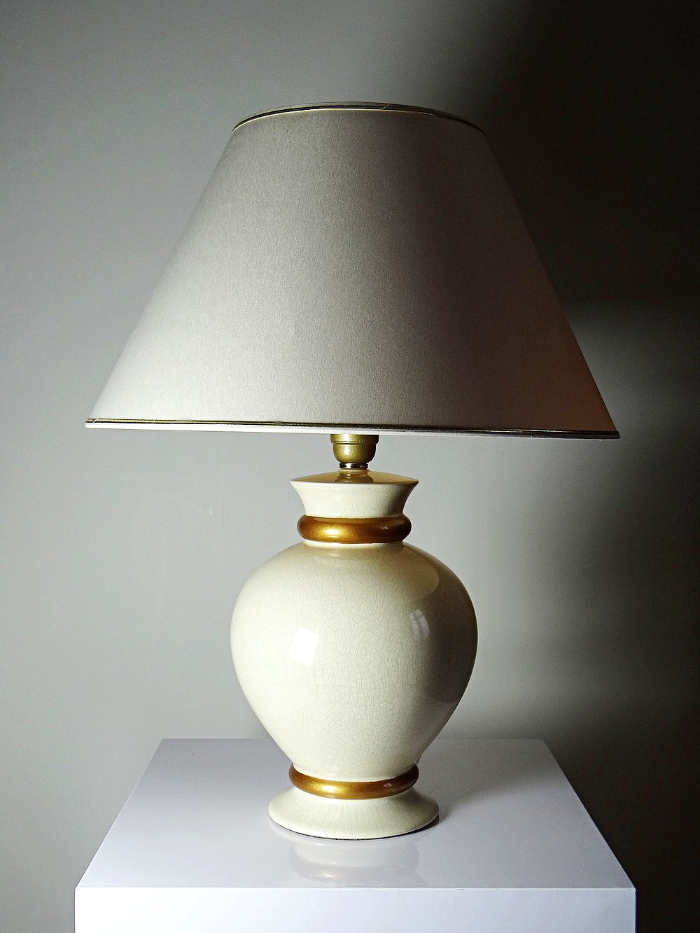 Vintage Lampe Panama von Le Dauphin für Le Dauphin creme, ivoire, gold